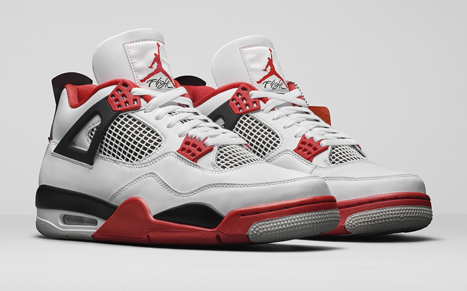 fire red jordan 4's